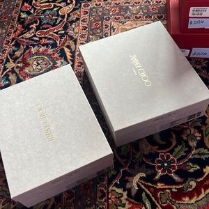 TWO AUTHENTIC NEW JIMMY CHOO SHOE BOXES WITH ORIGINAL PACKAGING
